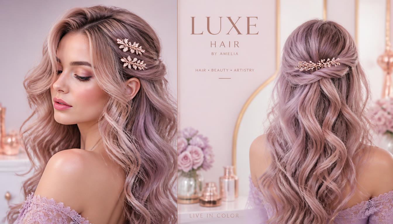 Woman with romantic voluminous waves and decorative hair pins